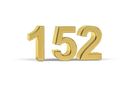 Golden 3d number 152 - Year 152 isolated on white background - 3d renderの写真素材
