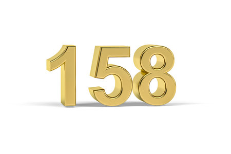Golden 3d number 158 - Year 158 isolated on white background - 3d renderの写真素材