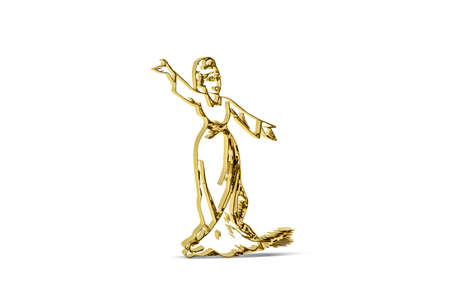 Golden 3d opera singer icon isolated on white background - 3d renderの写真素材