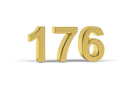 Golden 3d number 176 - Year 176 isolated on white background - 3d renderの写真素材