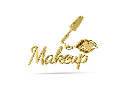 Golden 3d makeup artist icon isolated on white background - 3d renderの写真素材