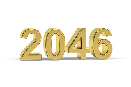 Golden 3d number 2046 - Year 2046 isolated on white background - 3d renderの写真素材
