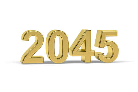 Golden 3d number 2045 - Year 2045 isolated on white background - 3d renderの写真素材