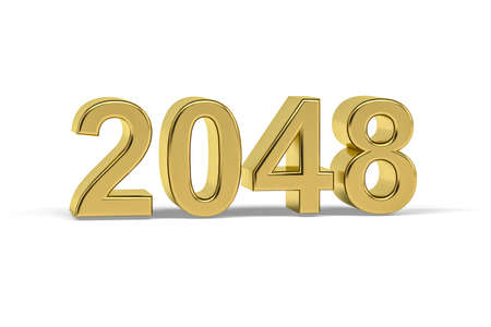 Golden 3d number 2048 - Year 2048 isolated on white background - 3d renderの写真素材