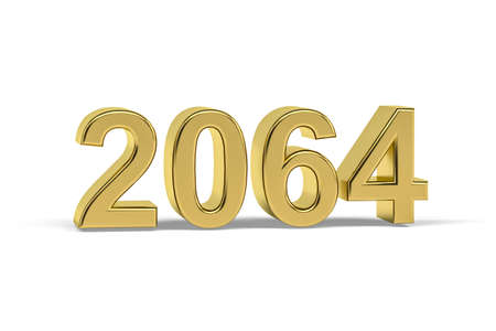 Golden 3d number 2064 - Year 2064 isolated on white background - 3d renderの写真素材
