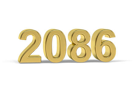 Golden 3d number 2086 - Year 2086 isolated on white background - 3d renderの写真素材
