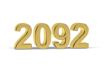 Golden 3d number 2092 - Year 2092 isolated on white background - 3d renderの写真素材