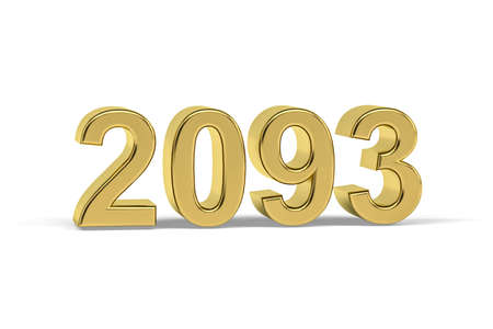 Golden 3d number 2093 - Year 2093 isolated on white background - 3d renderの写真素材