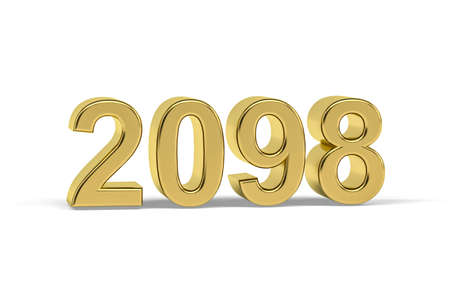Golden 3d number 2098 - Year 2098 isolated on white background - 3d renderの写真素材