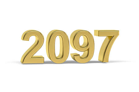 Golden 3d number 2097 - Year 2097 isolated on white background - 3d renderの写真素材