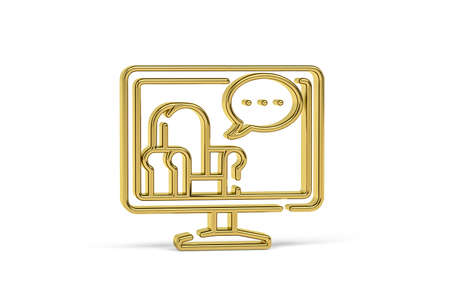 Golden 3d talk show icon isolated on white background - 3D renderの写真素材