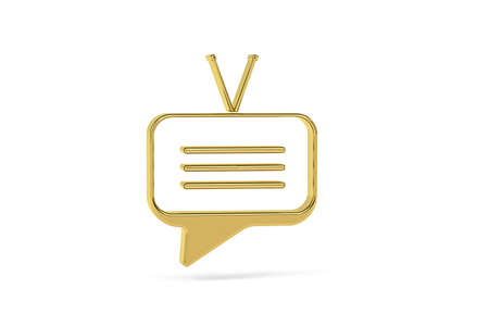 Golden 3d talk show icon isolated on white background - 3D renderの写真素材