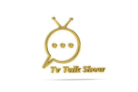 Golden 3d talk show icon isolated on white background - 3D renderの写真素材
