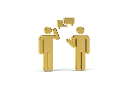 Golden 3d talk show icon isolated on white background - 3D renderの写真素材