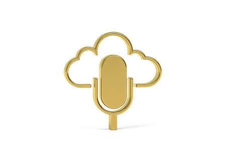 Golden 3d talk show icon isolated on white background - 3D renderの写真素材