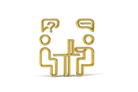Golden 3d talk show icon isolated on white background - 3D renderの写真素材