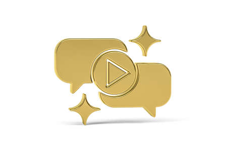 Golden 3d talk show icon isolated on white background - 3D renderの写真素材