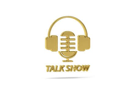Golden 3d talk show icon isolated on white background - 3D renderの写真素材
