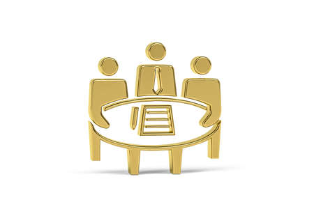 Golden 3d talk show icon isolated on white background - 3D renderの写真素材