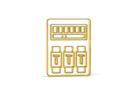 Golden 3d electrical switchboard icon isolated on white background - 3d renderの写真素材