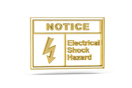 Golden 3d electrical switchboard icon isolated on white background - 3d renderの写真素材