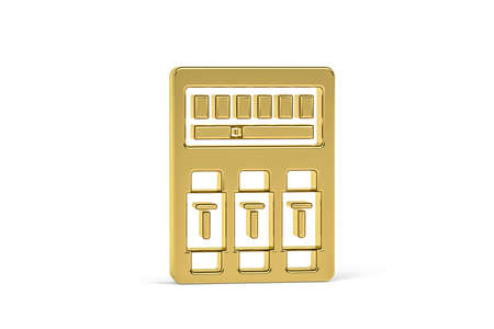 Golden 3d electrical switchboard icon isolated on white background - 3d renderの写真素材