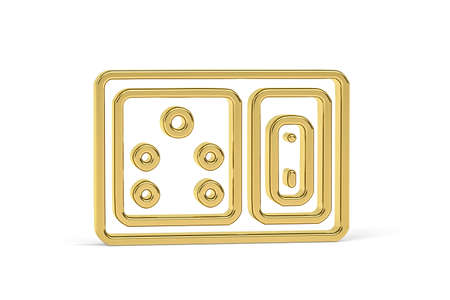 Golden 3d electrical switchboard icon isolated on white background - 3d renderの写真素材