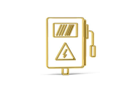 Golden 3d electrical switchboard icon isolated on white background - 3d renderの写真素材