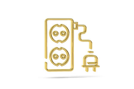Golden 3d electrical switchboard icon isolated on white background - 3d renderの写真素材