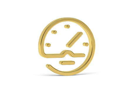 Golden 3d electric meter icon isolated on white background - 3d renderの写真素材