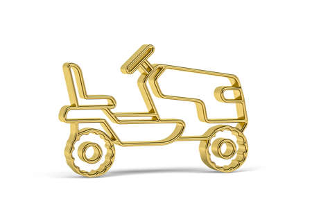 Golden 3d lawn mower icon isolated on white background - 3d renderの写真素材