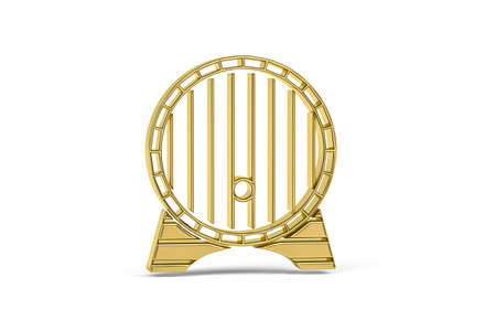 Golden 3d barrel icon isolated on white background - 3d renderの写真素材