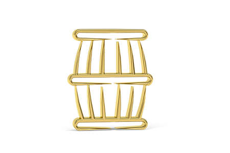 Golden 3d barrel icon isolated on white background - 3d renderの写真素材