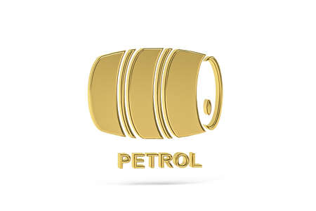 Golden 3d barrel icon isolated on white background - 3d renderの写真素材