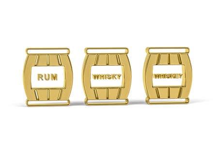 Golden 3d barrel icon isolated on white background - 3d renderの写真素材