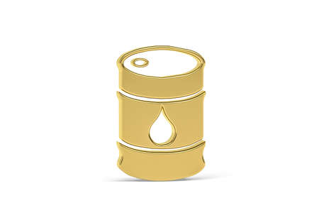 Golden 3d barrel icon isolated on white background - 3d renderの写真素材