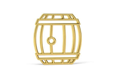 Golden 3d barrel icon isolated on white background - 3d renderの写真素材