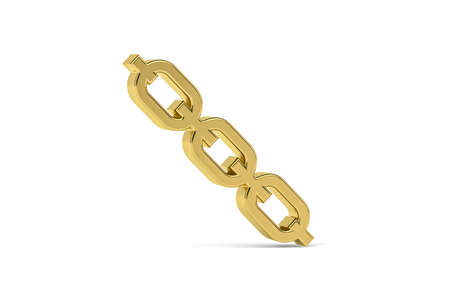Golden 3d chain icon isolated on white background - 3d renderの写真素材