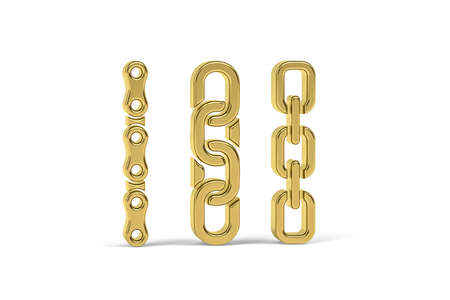Golden 3d chain icon isolated on white background - 3d renderの写真素材