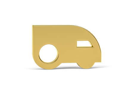Golden 3d lawn mower robot icon isolated on white background - 3d renderの写真素材