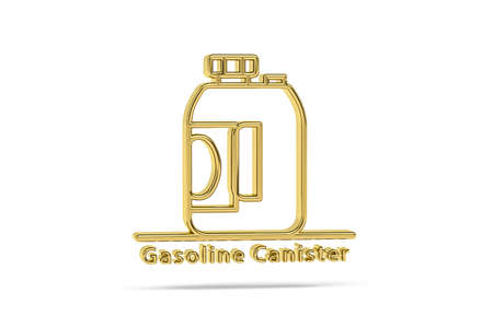 Golden 3d canister icon isolated on white background - 3d renderの写真素材