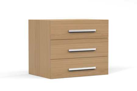 Elegant and modern veneered cabinet on white background - 3d renderの写真素材