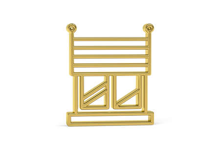 Golden 3d blinds icon isolated on white background - 3d renderの写真素材