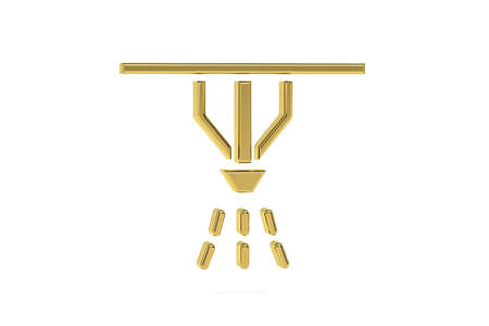 Golden 3d sprinkler icon isolated on white background - 3d renderの写真素材