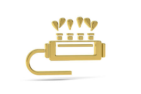 Golden 3d sprinkler icon isolated on white background - 3d renderの写真素材