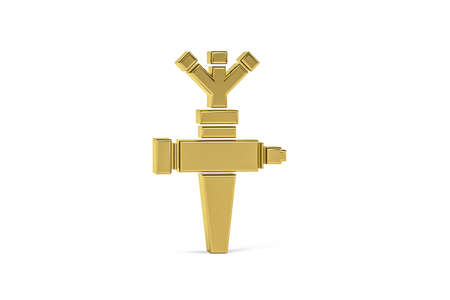 Golden 3d sprinkler icon isolated on white background - 3d renderの写真素材