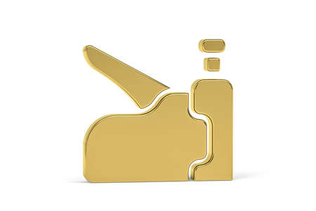 Golden 3d stapler icon isolated on white background - 3d renderの写真素材