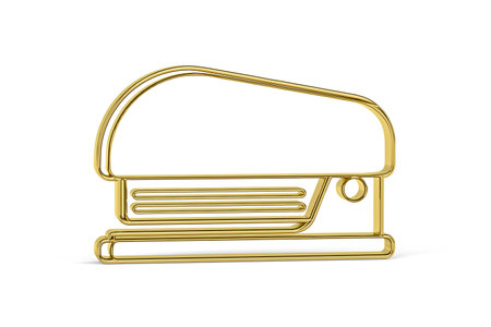 Golden 3d stapler icon isolated on white background - 3d renderの写真素材