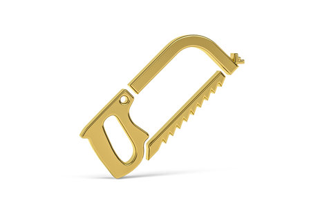 Golden 3d saw icon isolated on white background - 3d renderの写真素材