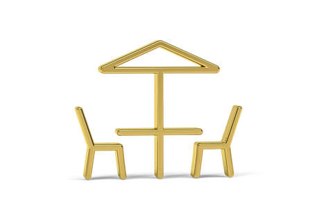 Golden 3d terrace icon isolated on white background - 3d renderの写真素材